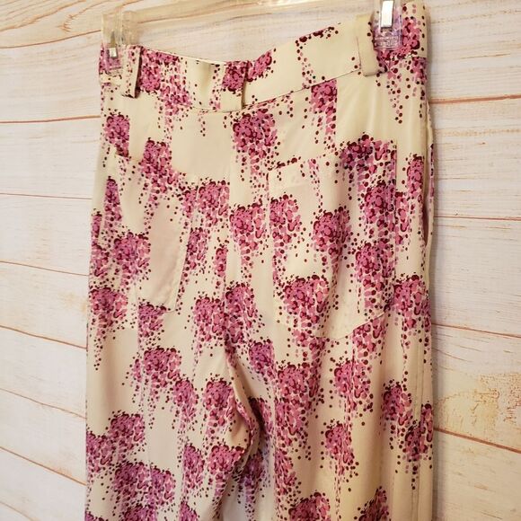 Stella Nova Sookie Silk Spandex Pleated Pants Lightweight Size 2 Pink Cream - Picture 9 of 13